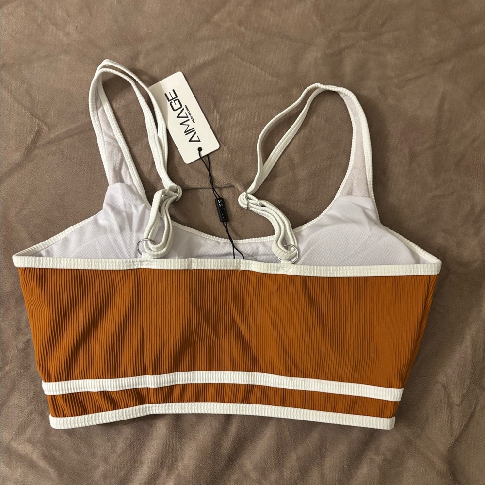 NWT Apricot Brown Sporty Bikini Top - Small - Picture 2 of 4